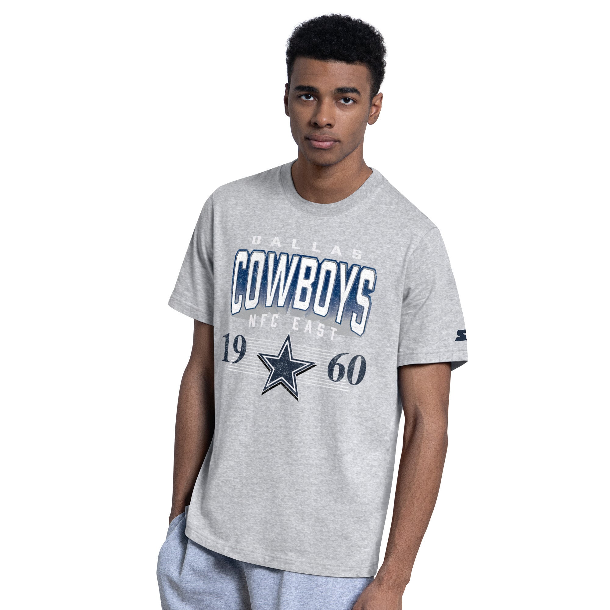 Lot de deux t-shirts à logo Dallas Cowboys, bleu marine/gris chiné, la marque Starter