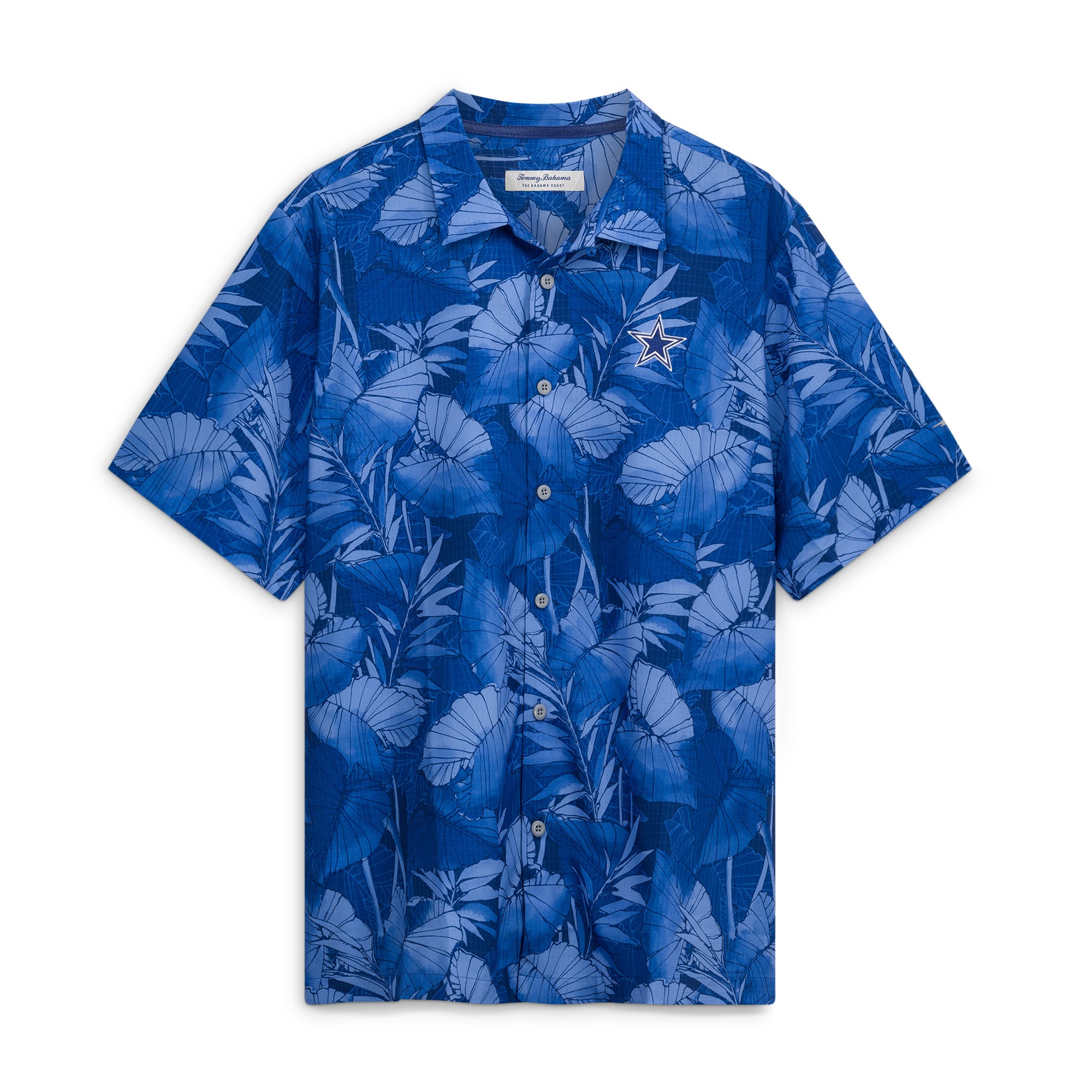 Chemise boutonnée bleu marine Dallas Cowboys Tommy Bahama pour homme, grande taille, Coast Nuevo Fronds IslandZone