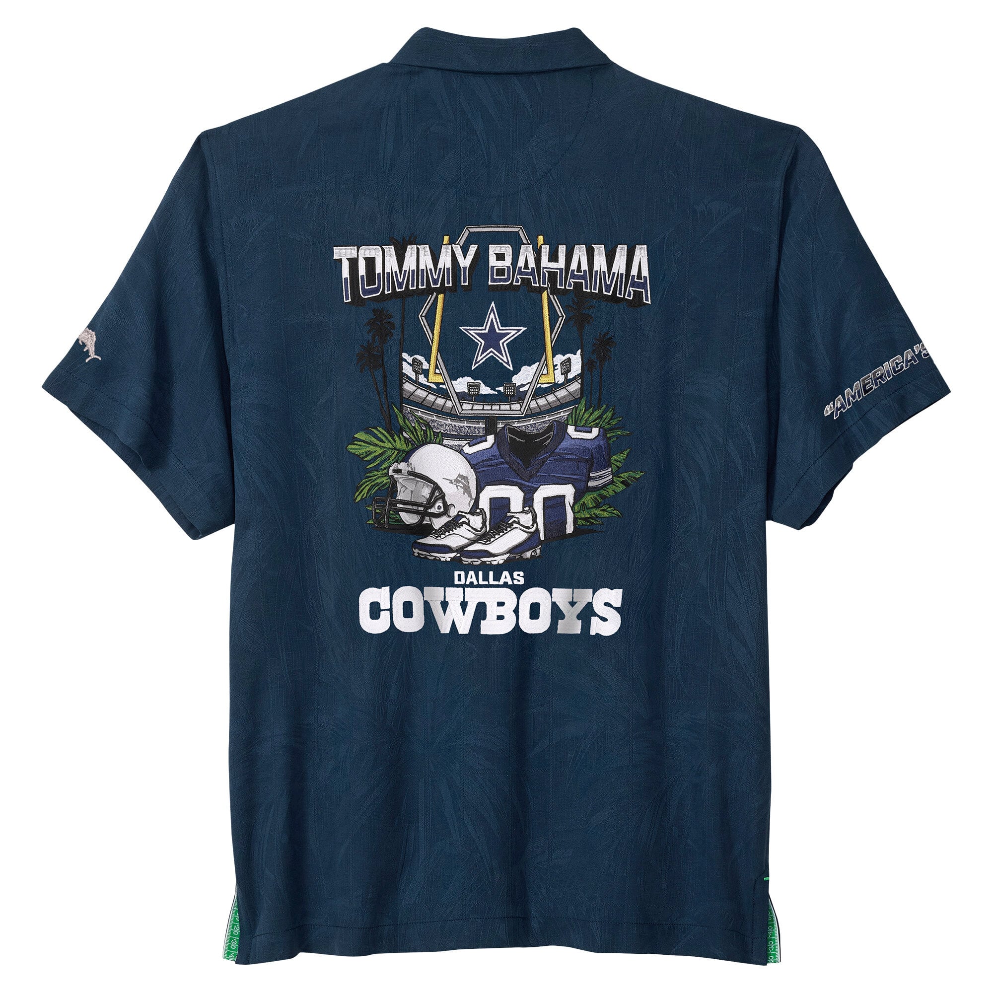 Chemise boutonnée Tommy Bahama Navy Dallas Cowboys Endzone Paradise IslandZone pour homme