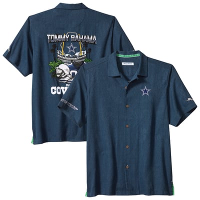 Dallas Cowboys Tommy Bahama Endzone Paradise IslandZone Button-Up Shirt - Navy