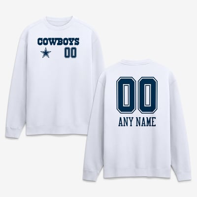 Dallas Cowboys  Touchdown Wordmark Personalized Name & Number Sweatshirt - White