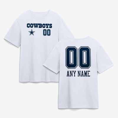 Dallas Cowboys  Touchdown Wordmark Personalized Name & Number T-Shirt - White