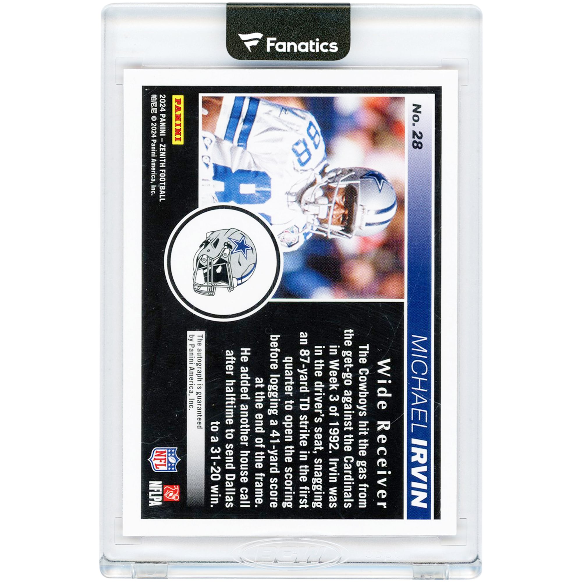 Michael Irvin Dallas Cowboys Autographed 2024 Panini Zenith Red No Huddle #28 Card
