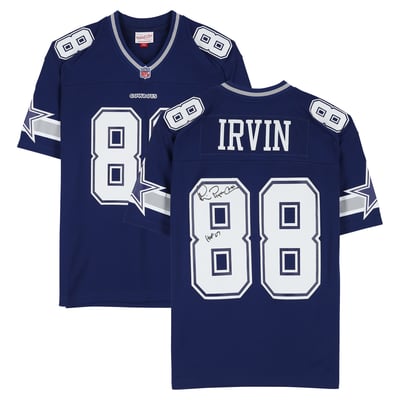 Michael Irvin Dallas Cowboys Autographed Fanatics Authentic Blue Mitchell & Ness 1996 Replica Jersey with "HOF 07" Inscription 