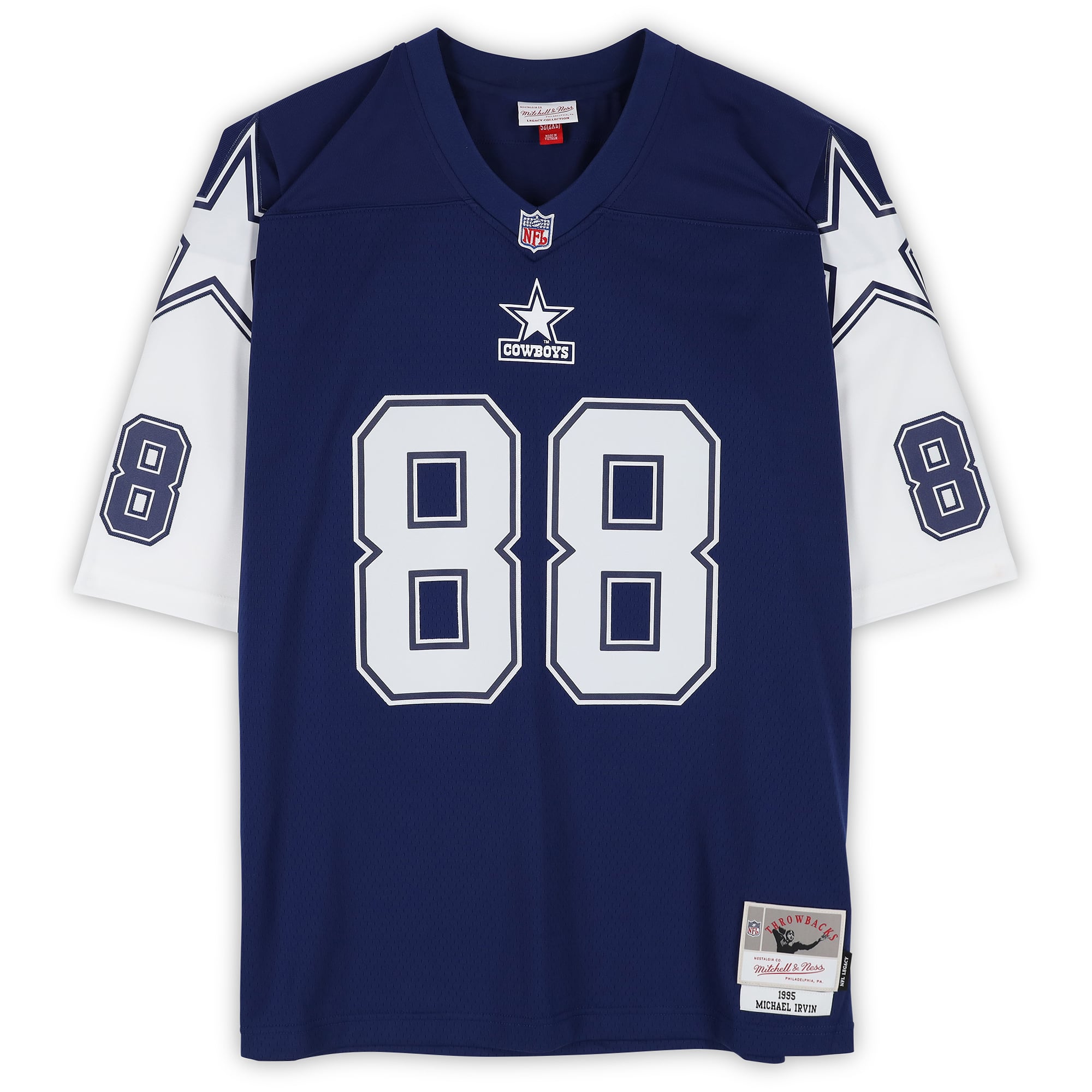 Maillot réplique Mitchell & Ness bleu marine autographié par Michael Irvin des Dallas Cowboys (1995)