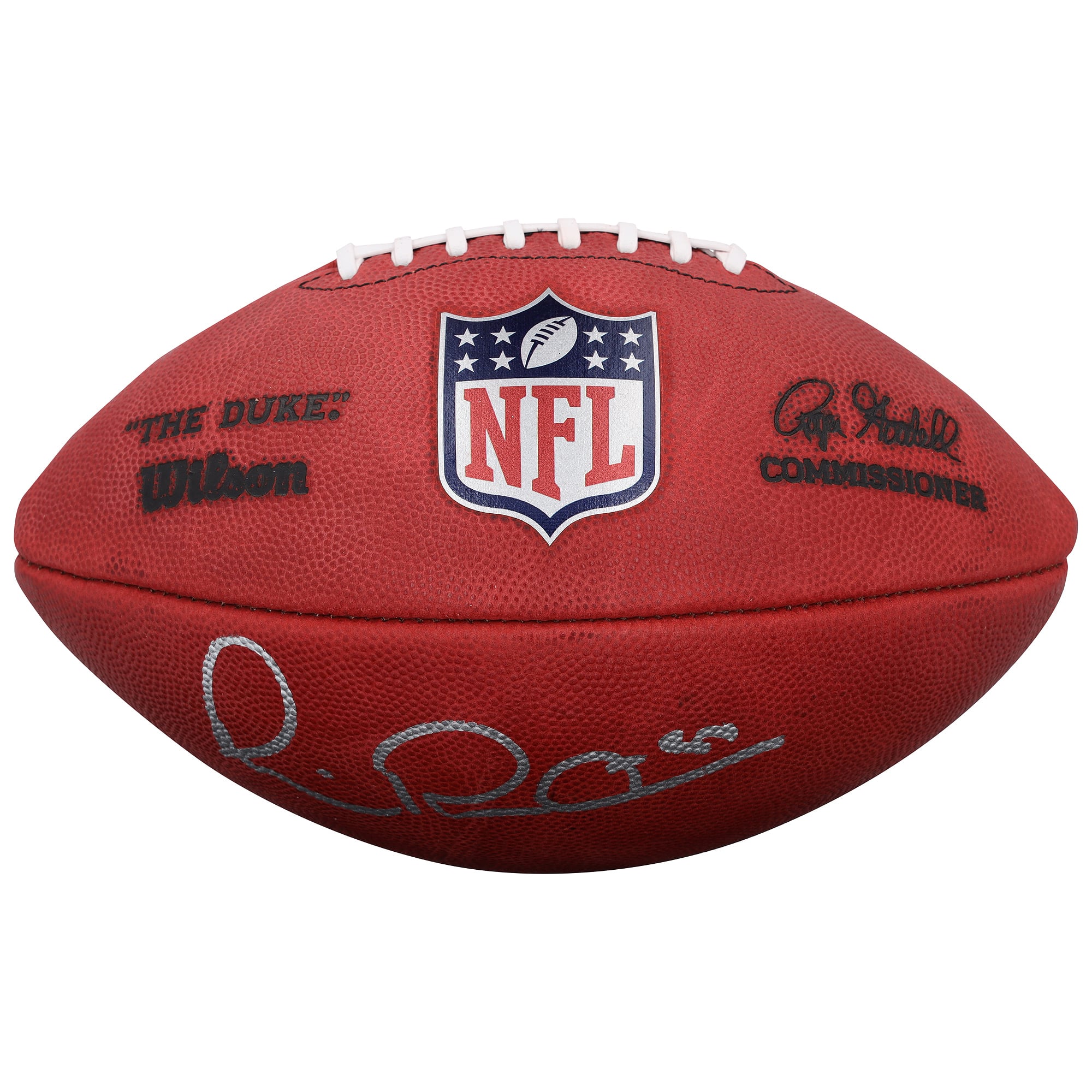 Ballon de football américain Wilson Duke en couleur, autographié par Michael Irvin des Dallas Cowboys.