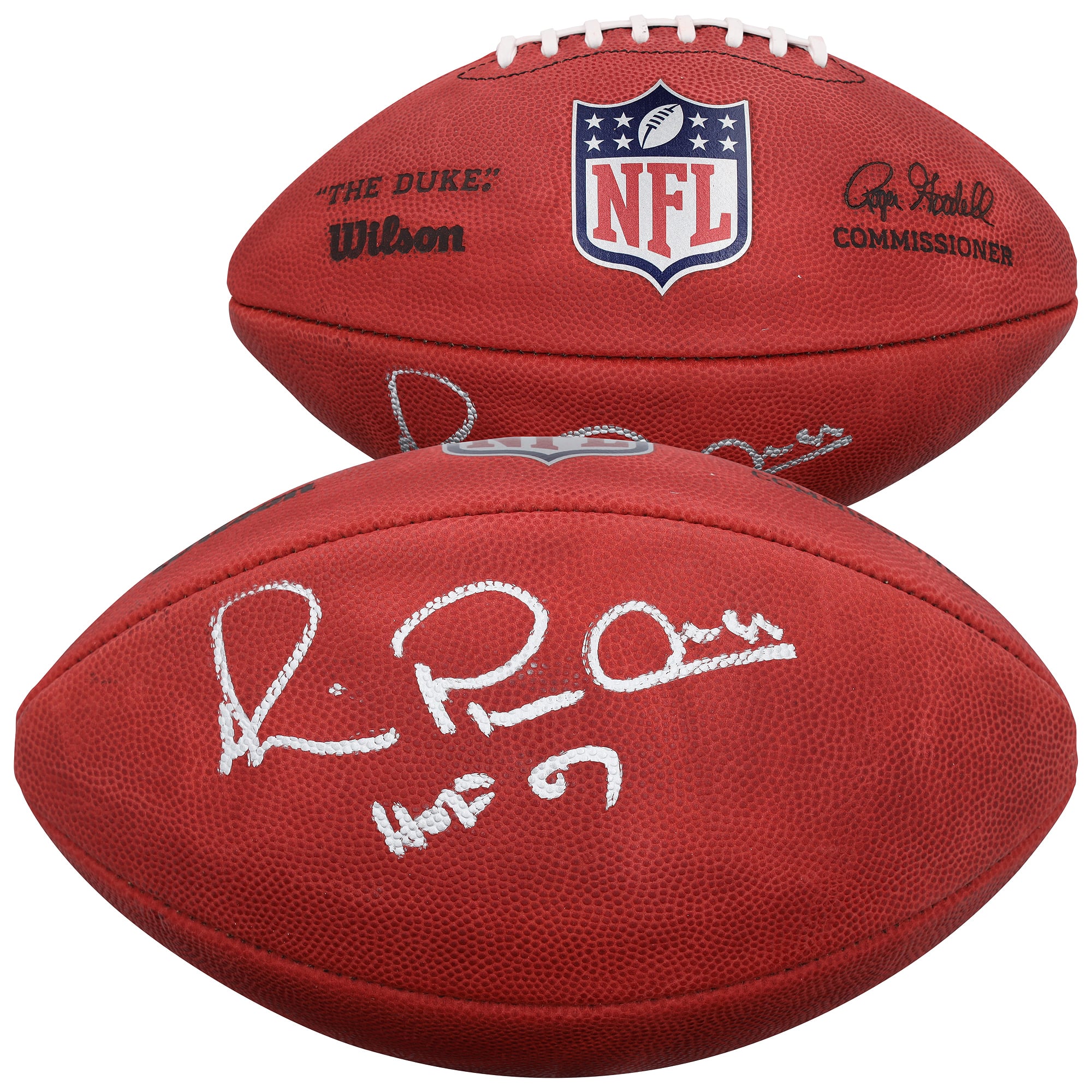 Ballon de football américain Wilson Duke en couleur, autographié par Michael Irvin des Dallas Cowboys, avec inscription « HOF 07 ».