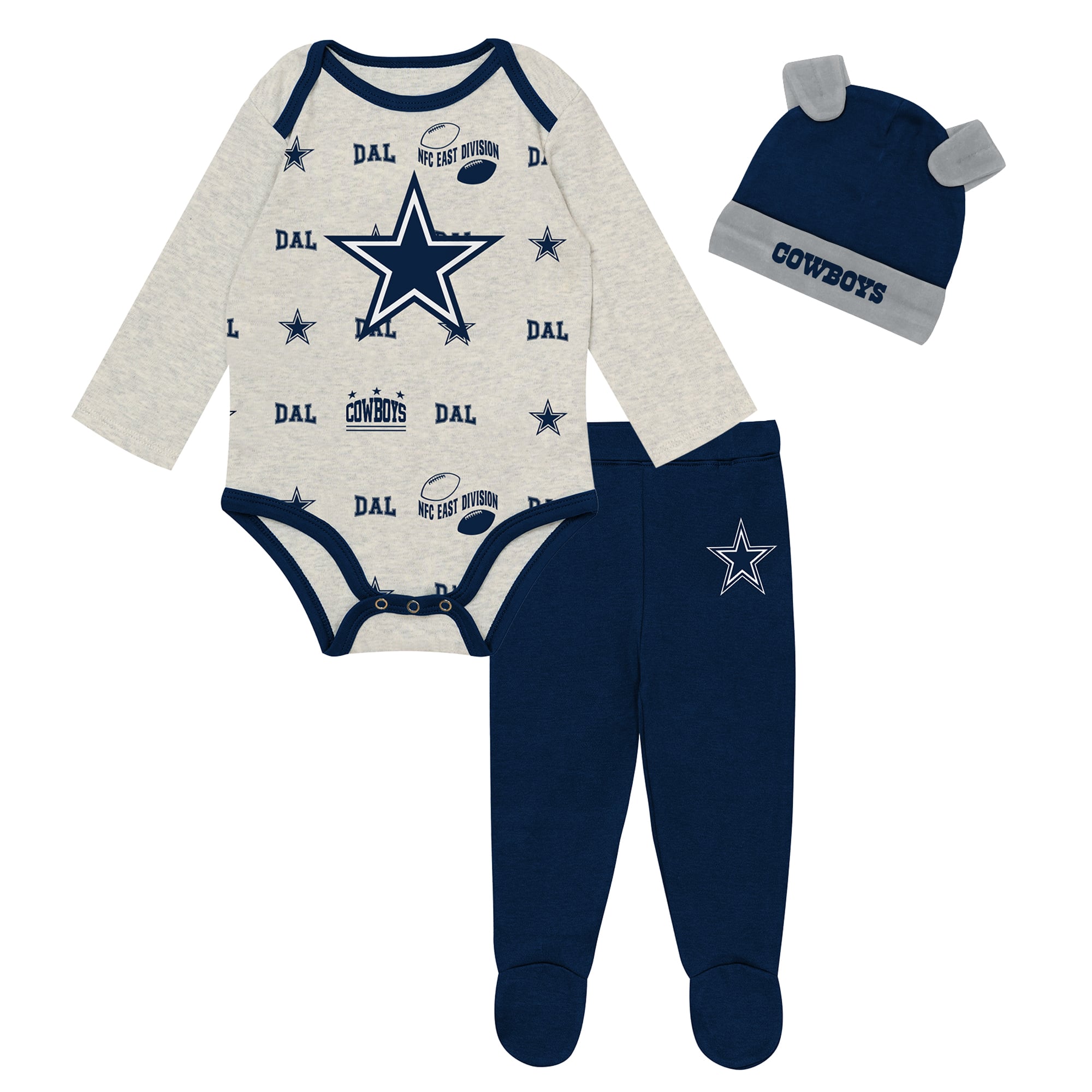 Newborn Outerstuff  Natural Dallas Cowboys Huddles and Giggles Three-Piece Set
