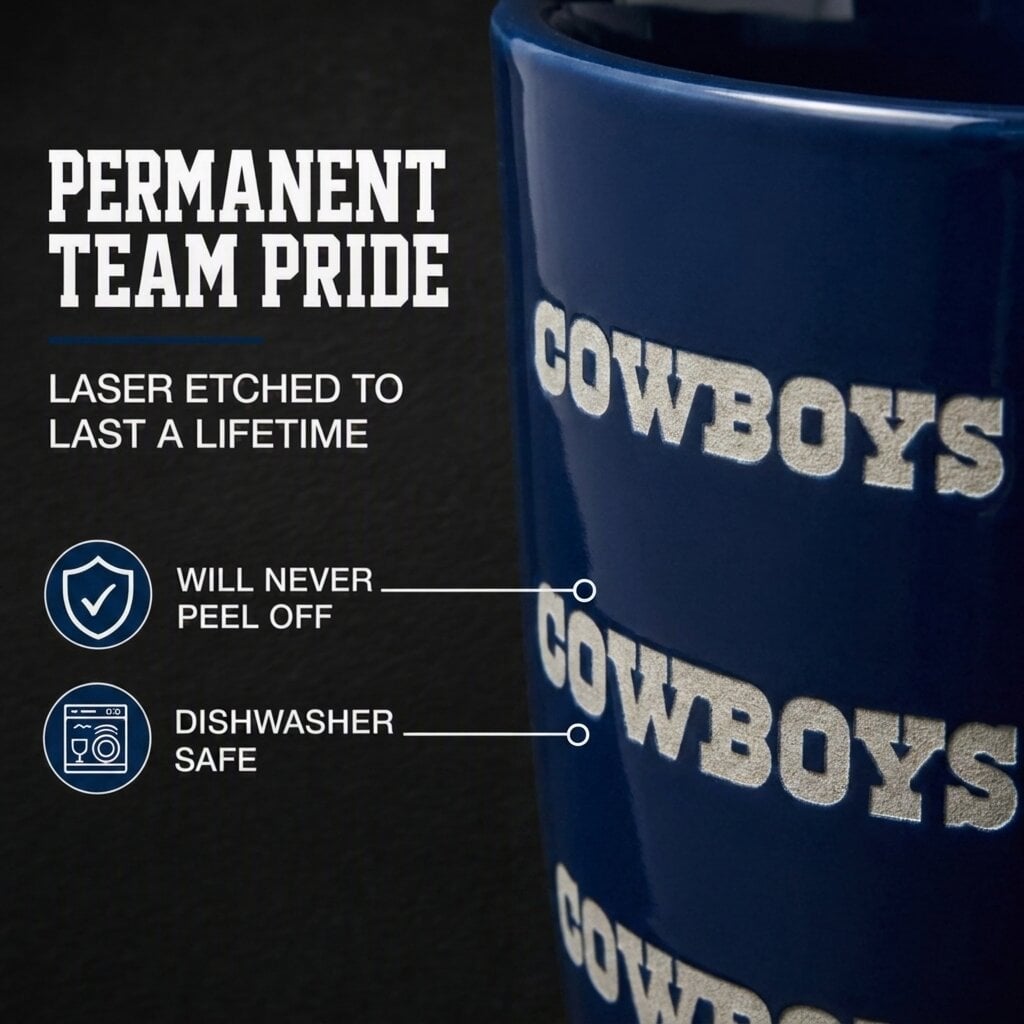Mug Pegasus Dallas Cowboys 17 oz, logo ton sur ton, finition sablée