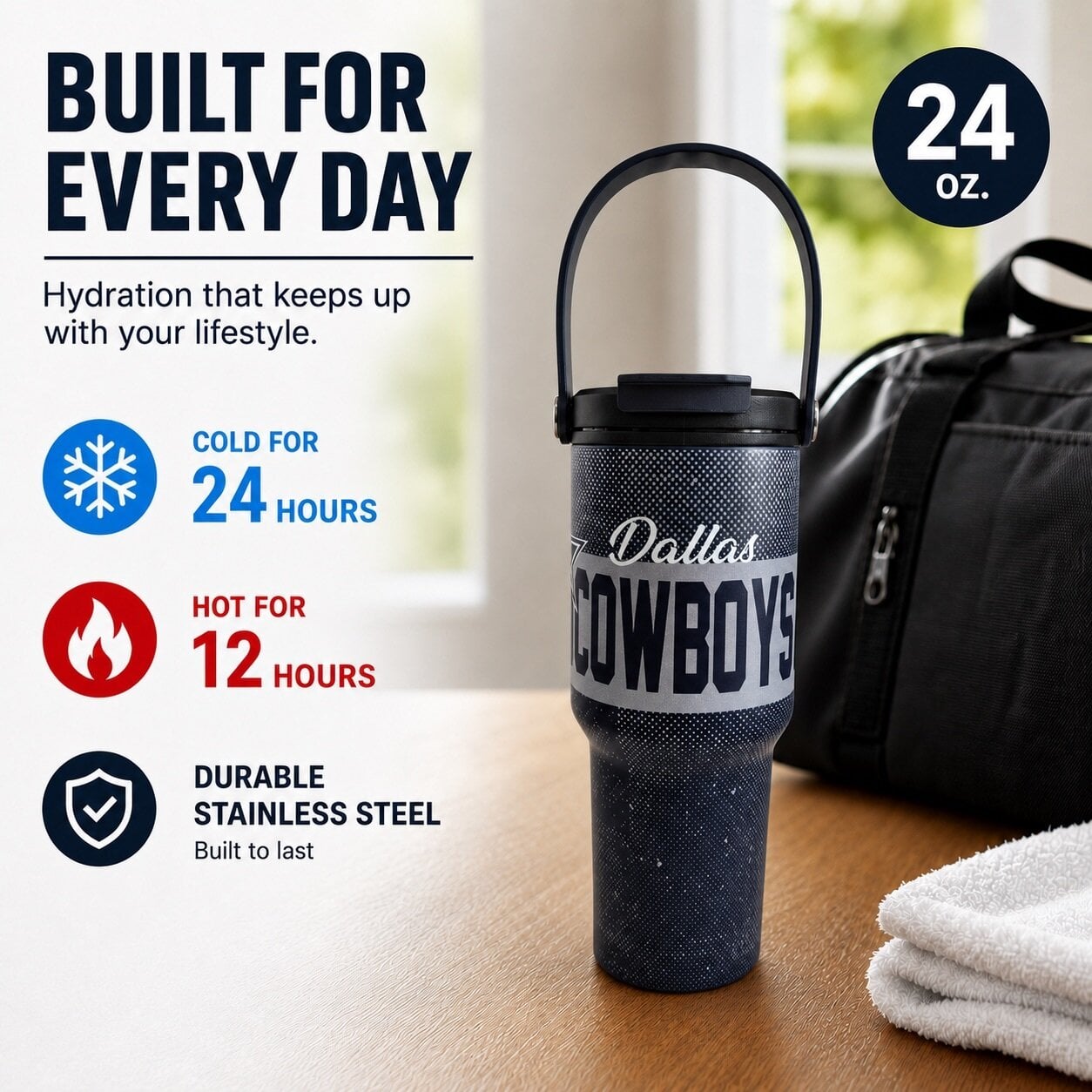 Pegasus Dallas Cowboys 24oz. Speckled Gradient Stainless Steel Dual Top Water Bottle