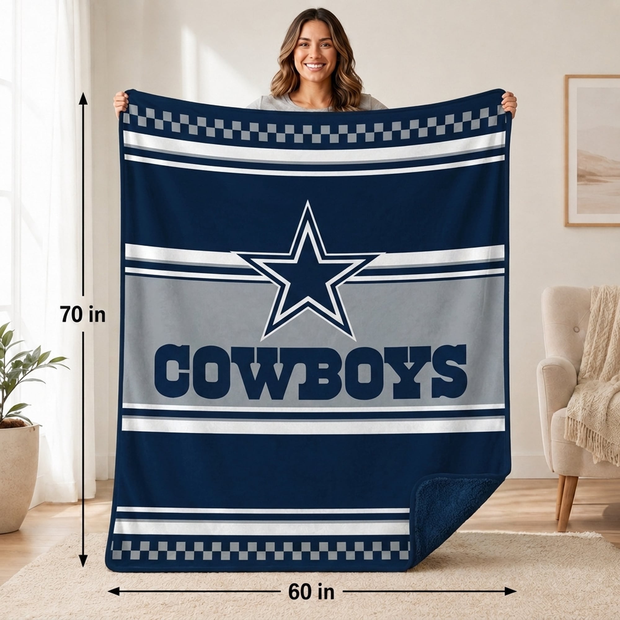 Couverture en fausse fourrure à carreaux Pegasus Dallas Cowboys 60" x 70"