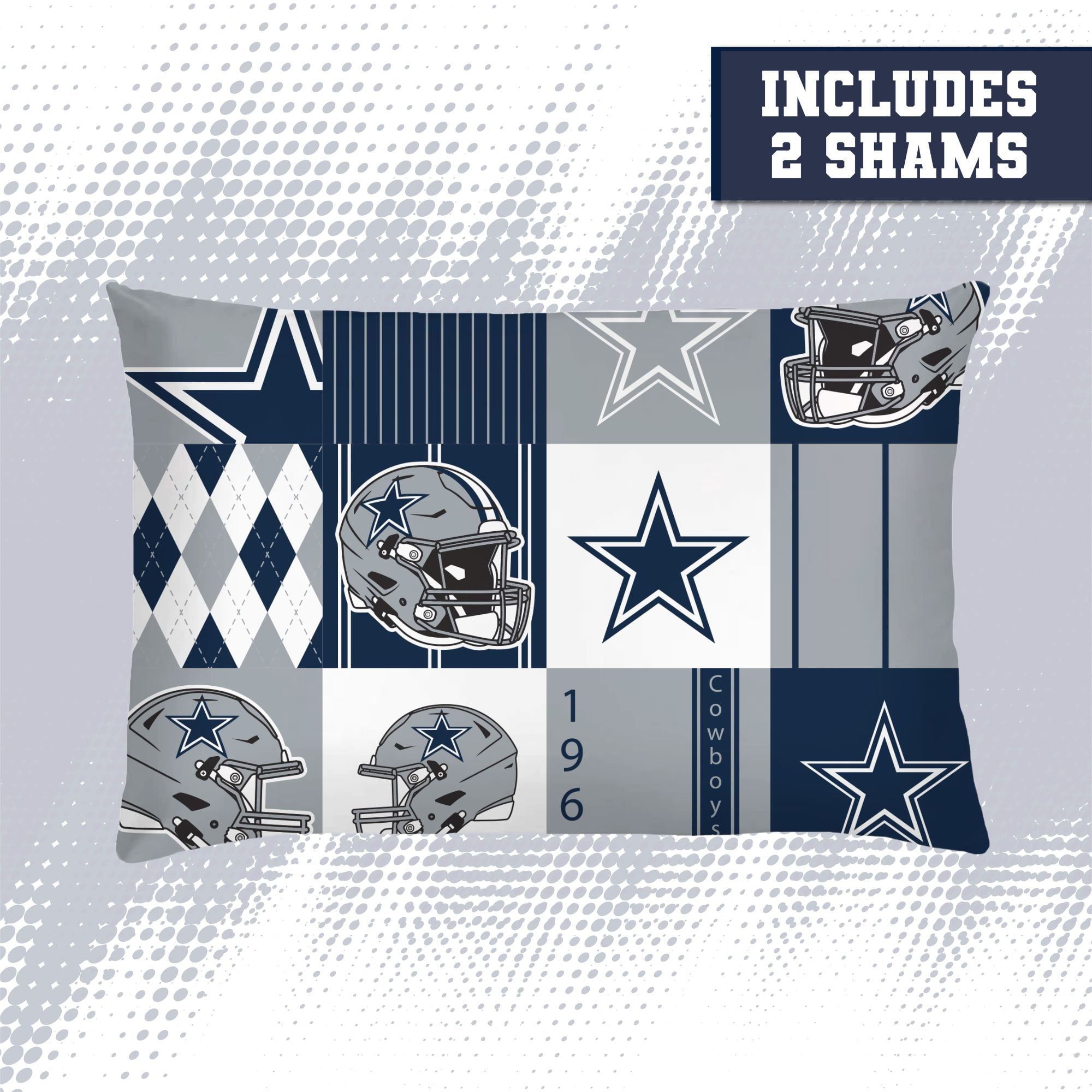 Ensemble de literie trois pièces à carreaux patchwork Pegasus Dallas Cowboys pour lit double/queen