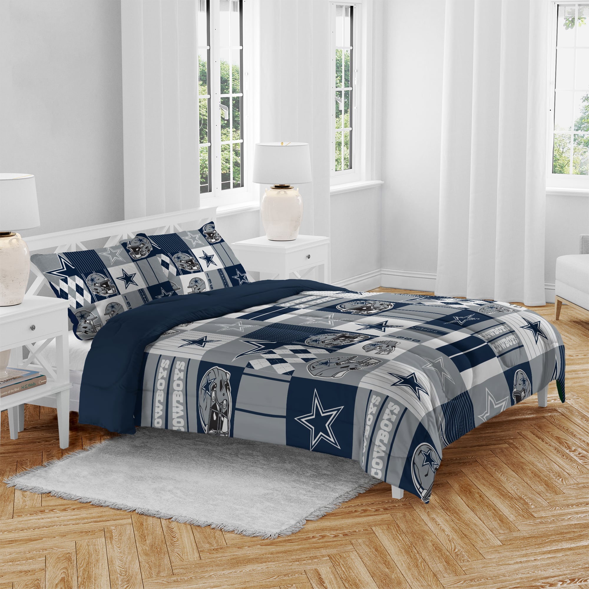 Ensemble de literie trois pièces à carreaux patchwork Pegasus Dallas Cowboys pour lit double/queen