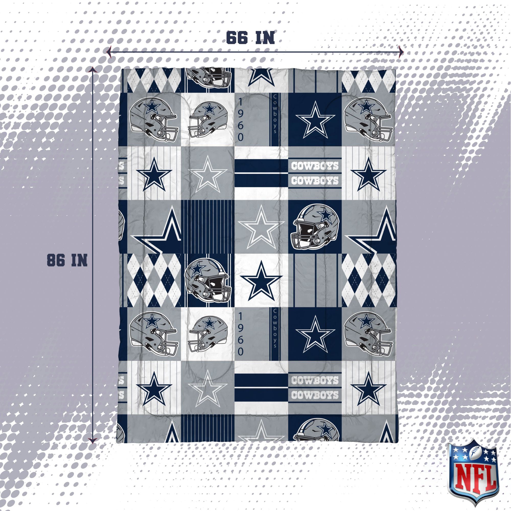 Ensemble de literie deux pièces Pegasus Dallas Cowboys Patchwork Plaid Twin/Twin XL