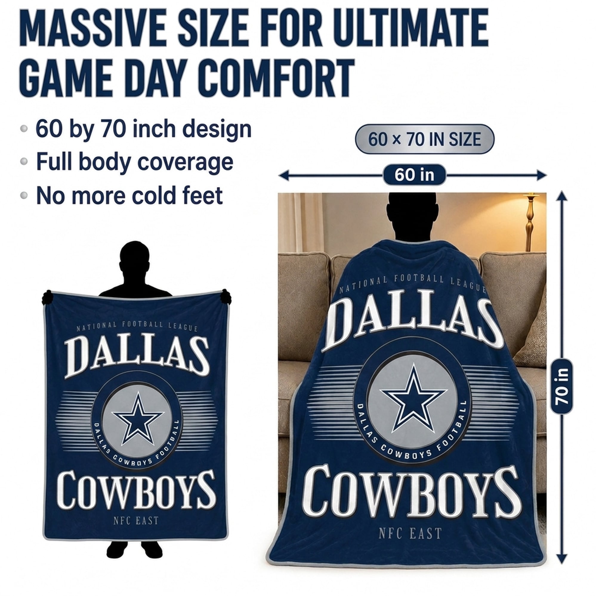 Pegasus Dallas Cowboys Spotlight Arch 60" x 70" Ultra Soft Throw Blanket