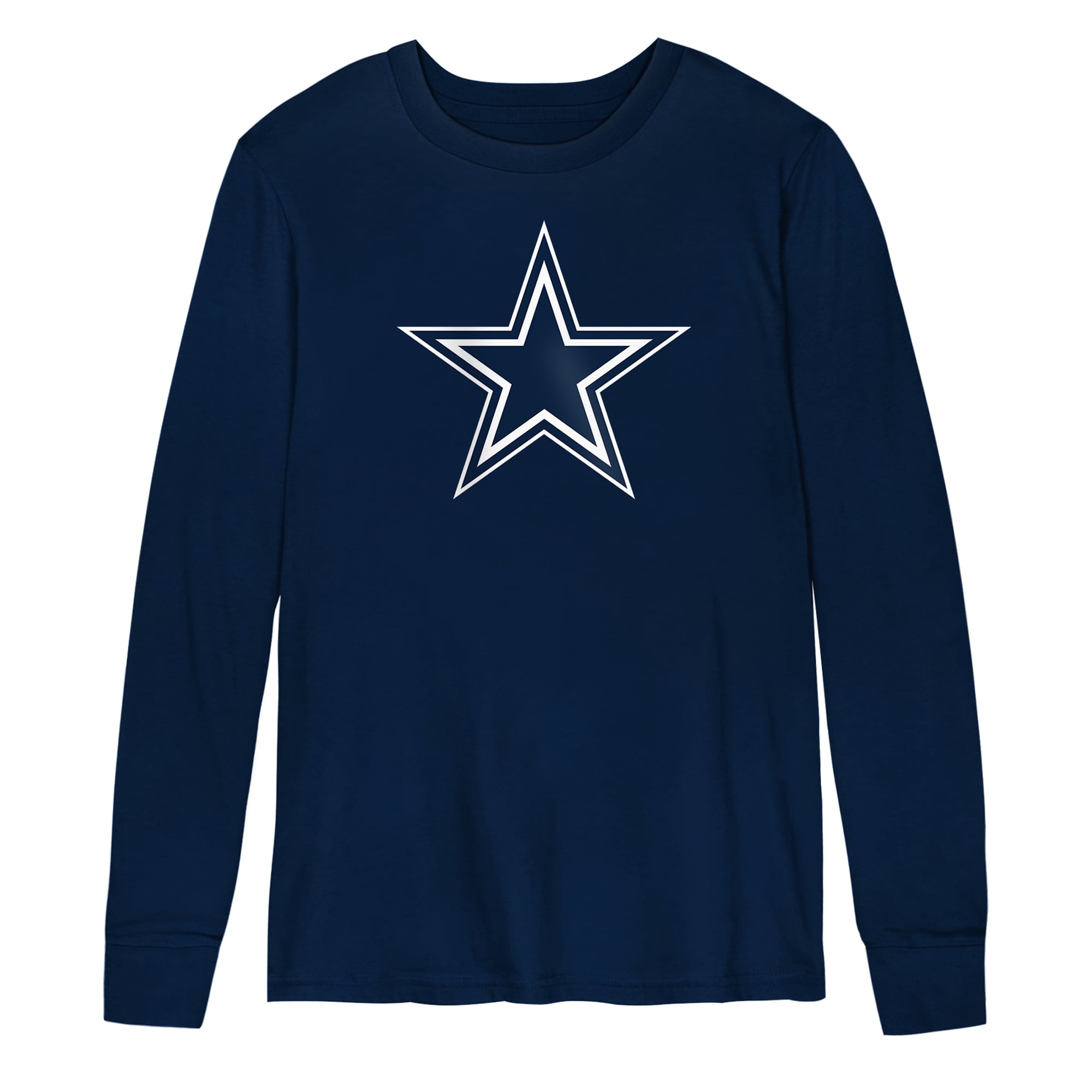 T-shirt à manches longues Outerstuff bleu marine avec logo principal des Dallas Cowboys pour enfants d'âge préscolaire
