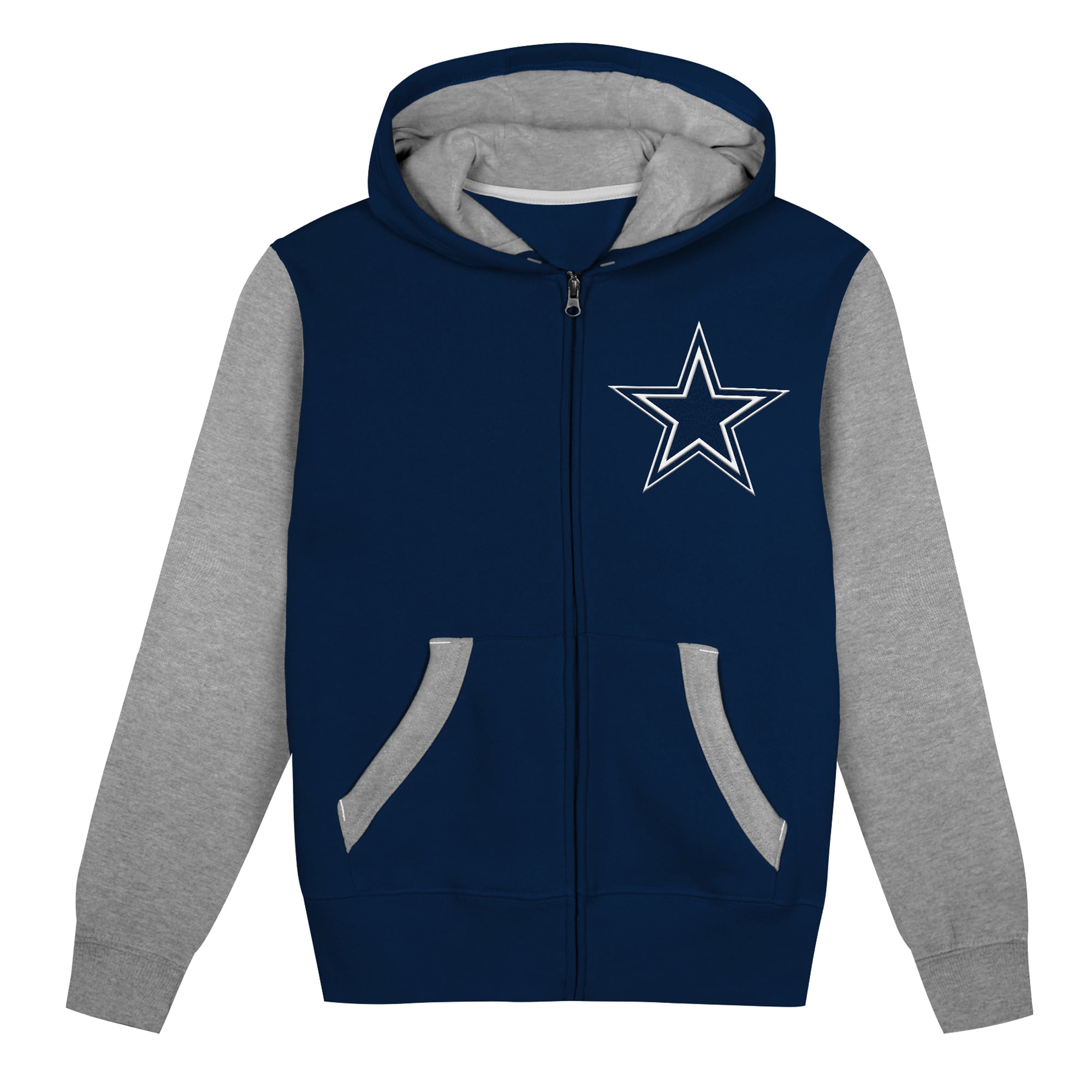 Sweat à capuche zippé bleu marine/gris blocs de couleurs du stade des Dallas Cowboys pour enfants d'âge préscolaire