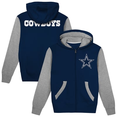 Dallas Cowboys Outerstuff Preschool Stadium Colorblock Full-Zip Hoodie - Navy/Gray