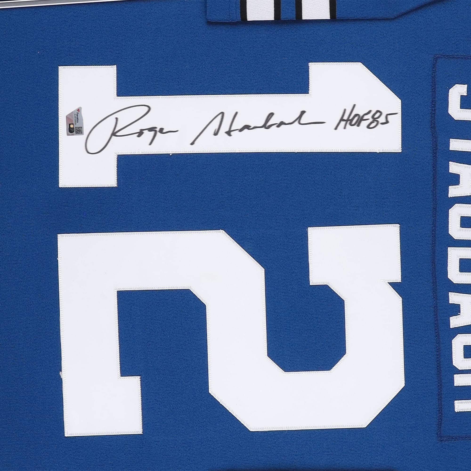 Maillot authentique Mitchell & Ness bleu autographié de luxe encadré des Cowboys de Dallas de Roger Staubach avec inscription « HOF 85 »