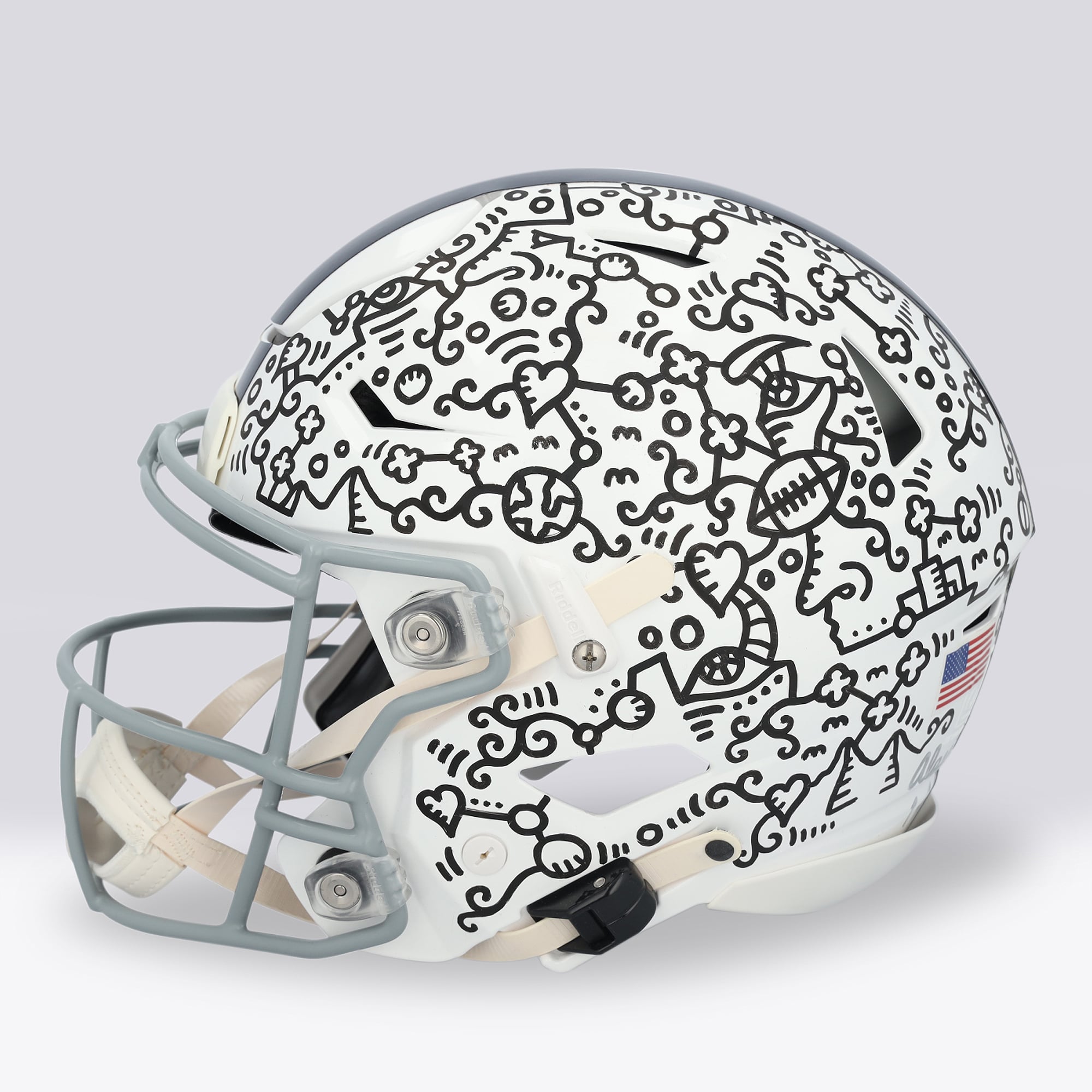 Casque Riddell Speed ​​Flex Authentic 1960-1963 Throwback, signé par Roger Staubach (Dallas Cowboys) - Illustration d'Alex Alpert - Édition limitée n° 1/1 - UW25