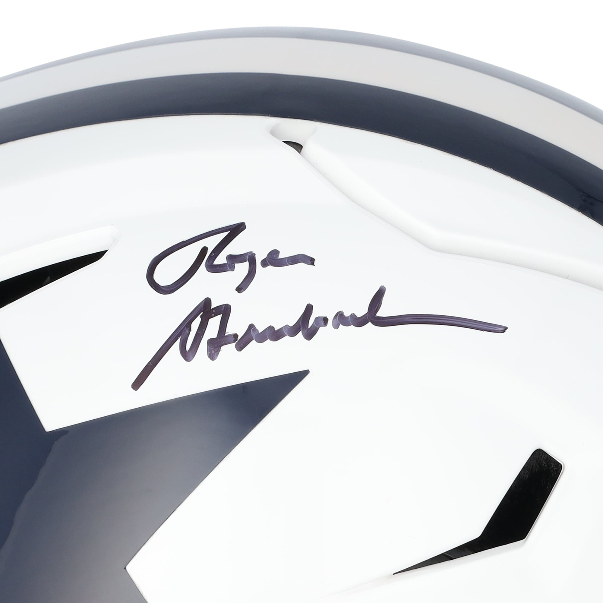 V106832 COW Roger Staubach Dallas Cowboys Autographié Riddell 1960-1963 Throwback Speed ​​Flex Casque Authentique 12 Roger Staubach AUT SPEED FLEX CASQUE 45910 AUTEQPHEL PHLTST0253