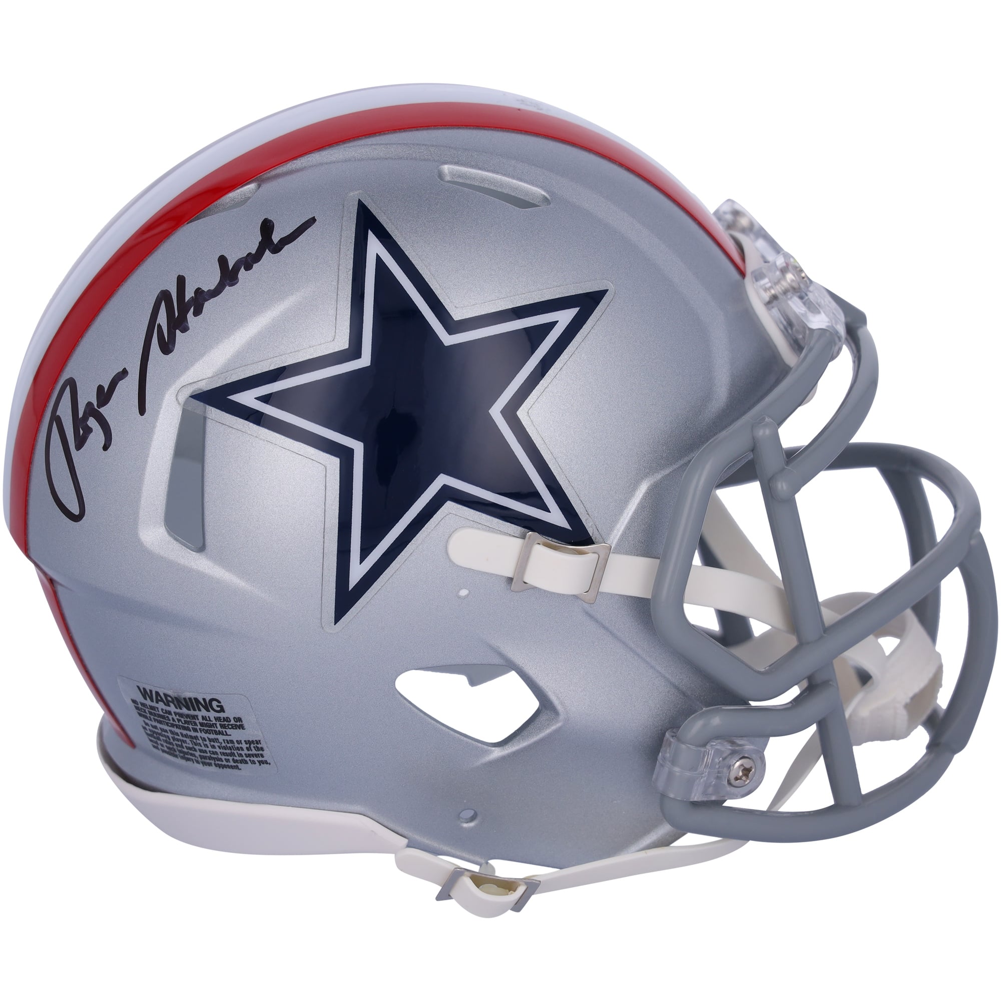 Casque miniature de vitesse rétro autographié par Roger Staubach des Cowboys de Dallas Riddell 1976