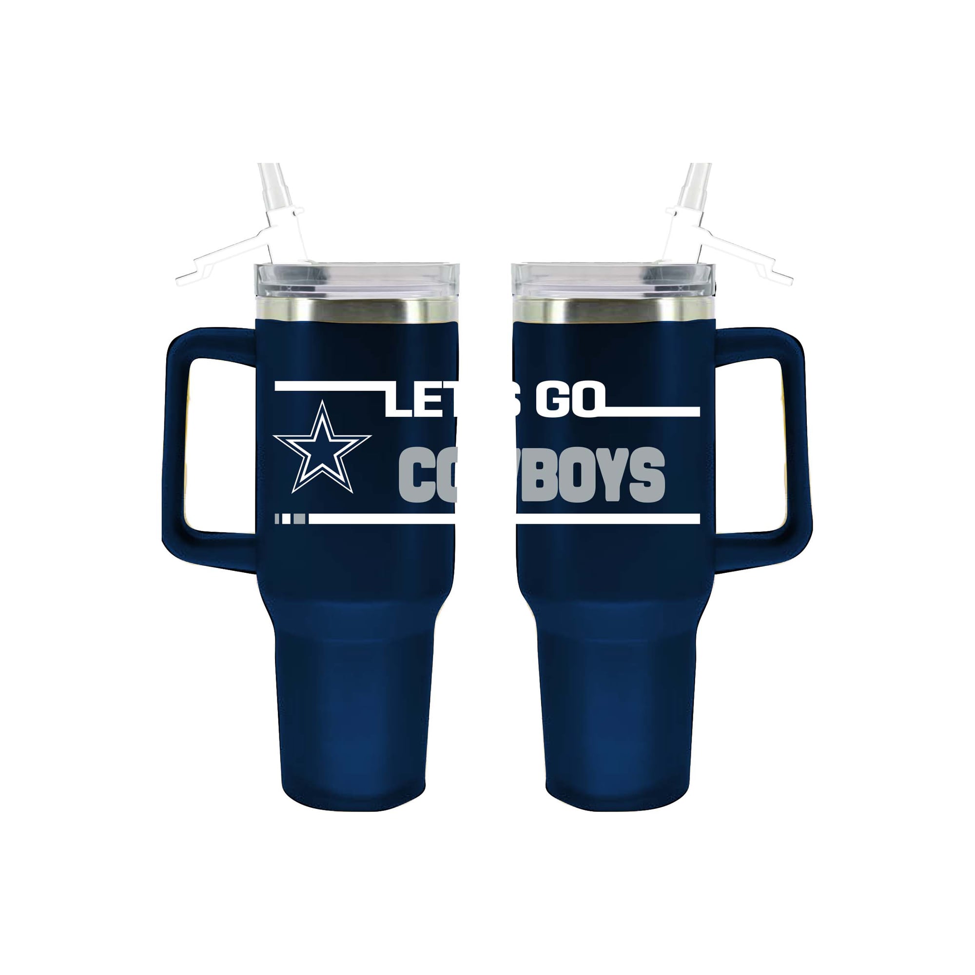 Gobelet isotherme Dallas Cowboys de 1,2 L (40 oz) en acier inoxydable aux couleurs de l'équipe, avec paille rabattable, de The Memory Company.