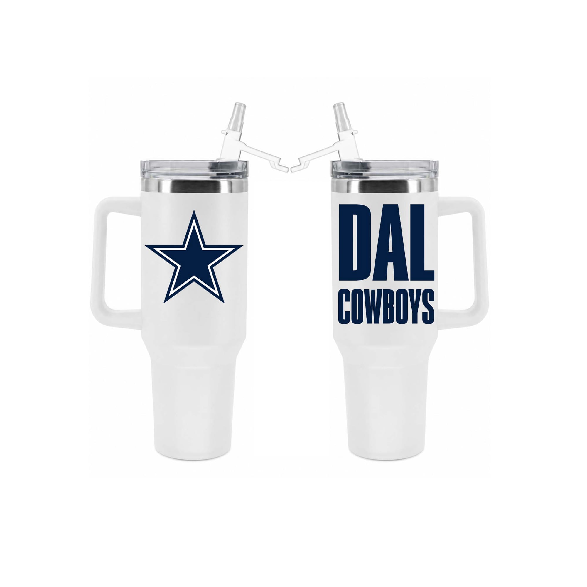 Gobelet isotherme Dallas Cowboys de 1,2 L (40 oz) en acier inoxydable avec paille rabattable, de la marque Memory Company.