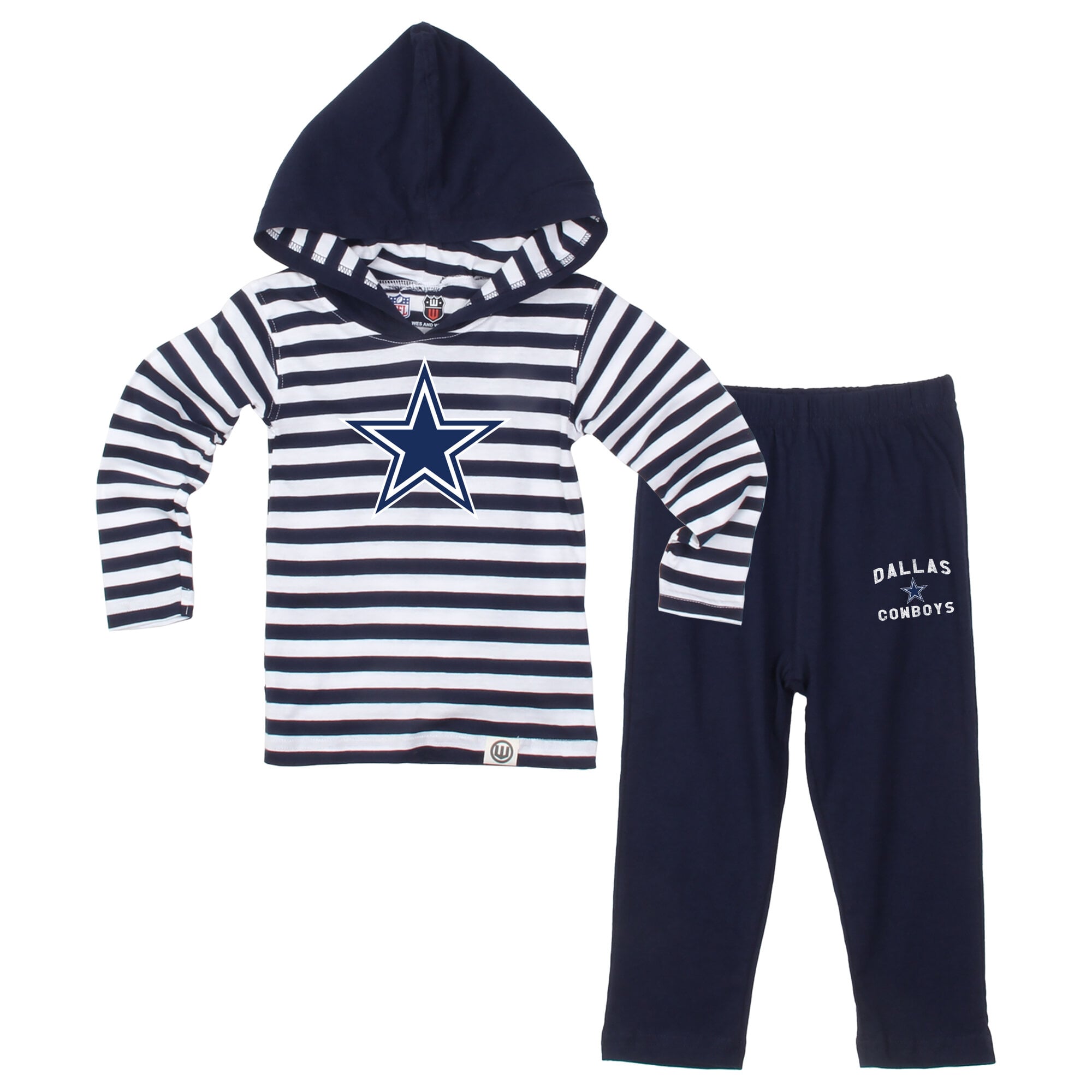 Ensemble pour tout-petit Wes & Willy, haut à manches longues rayé bleu marine capuche