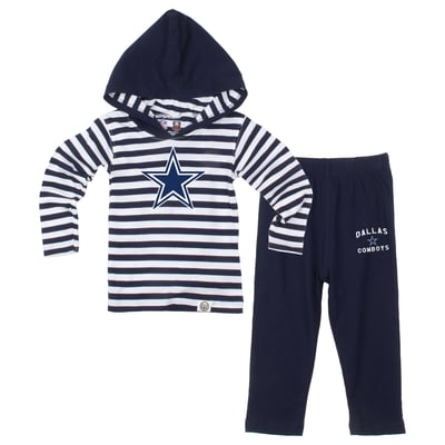  Dallas Cowboys Wes & Willy Toddler Stripe Hooded Long Sleeve Top and Pant Set - Navy