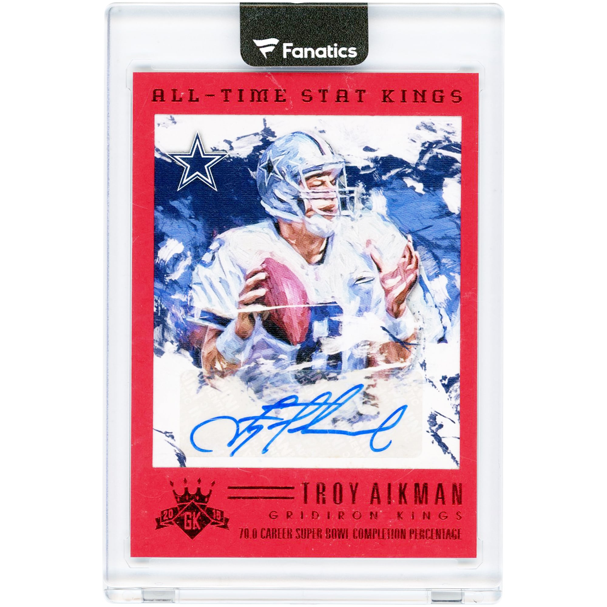 Troy Aikman Dallas Cowboys Autographed 2015 Panini Gridiron Kings All Time Stat Kings Red #ATSK-TA #2/8 Card