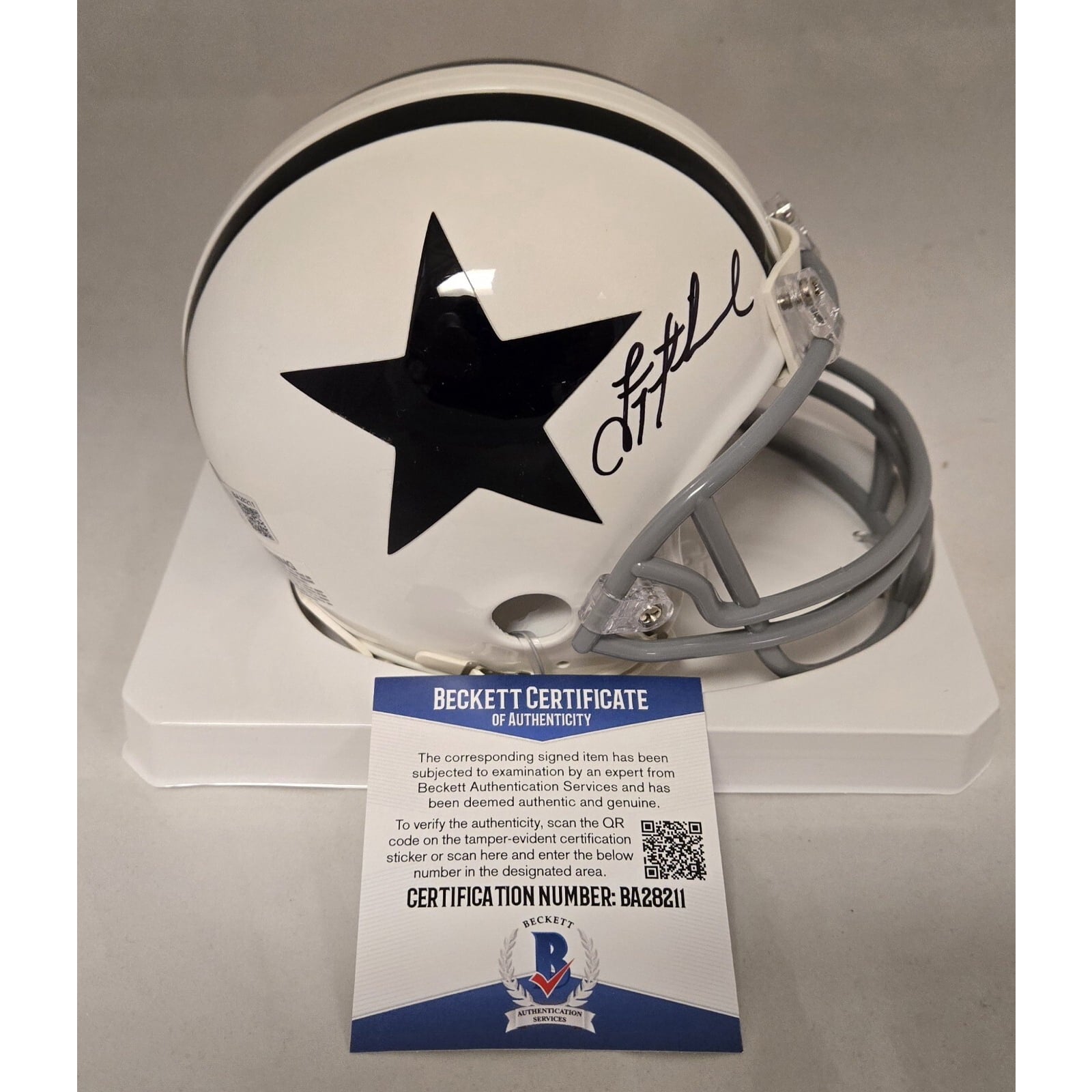 Troy Aikman Signed Dallas Cowboys White Mini Helmet Beckett 