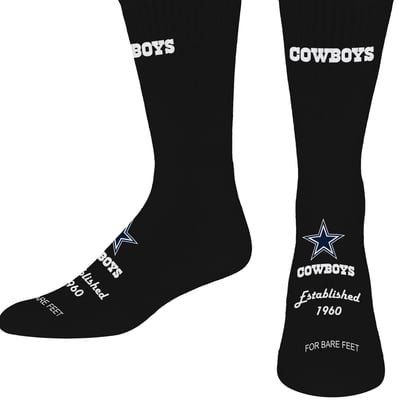 Dallas Cowboys For Bare Feet Unisex Established Crew Socks - Black