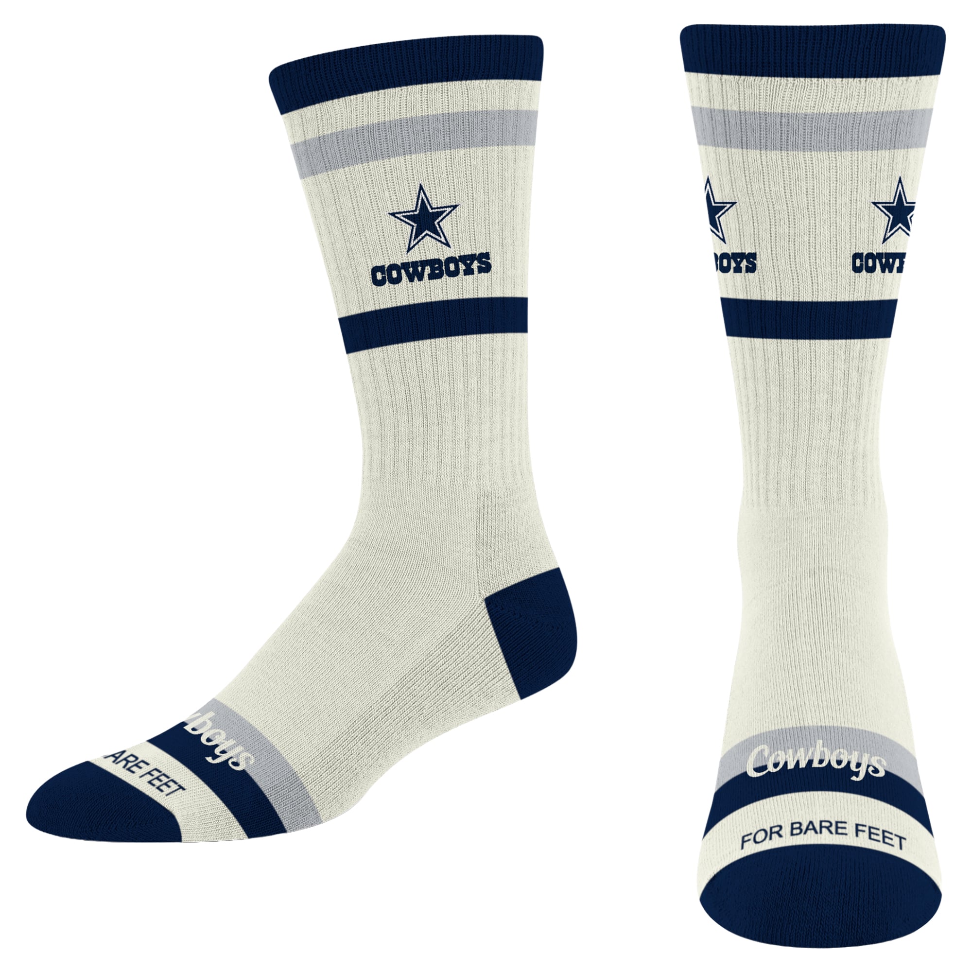 Chaussettes unisexes For Bare Feet couleur crème à rayures Dallas Cowboys Fame