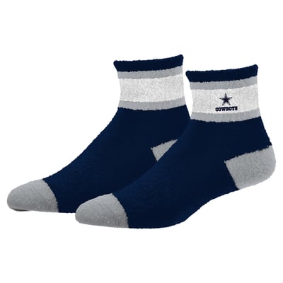  Dallas Cowboys For Bare Feet Cuff Stripe Cozy Socks - Navy