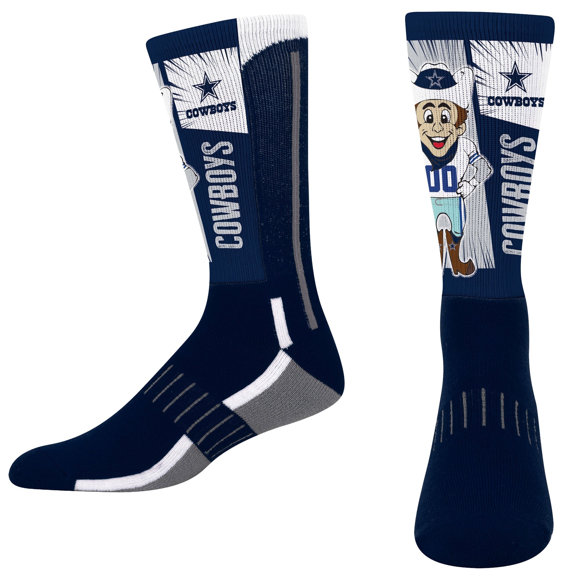 Chaussettes unisexes For Bare Feet, bleu marine, à l'effigie de la mascotte des Dallas Cowboys. modèle mi-mollet, Debut.
