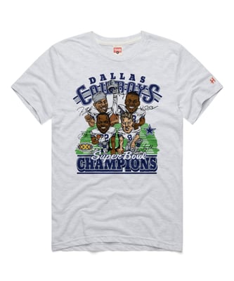  Dallas Cowboys Homage Super Bowl T-Shirt - Ash