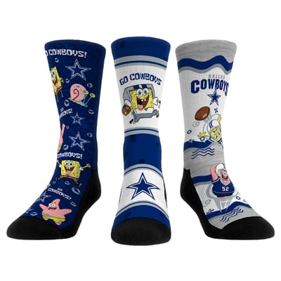 Dallas Cowboys Rock Em Socks Unisex Spongebob SquarePants Three-Pack Crew Socks Set