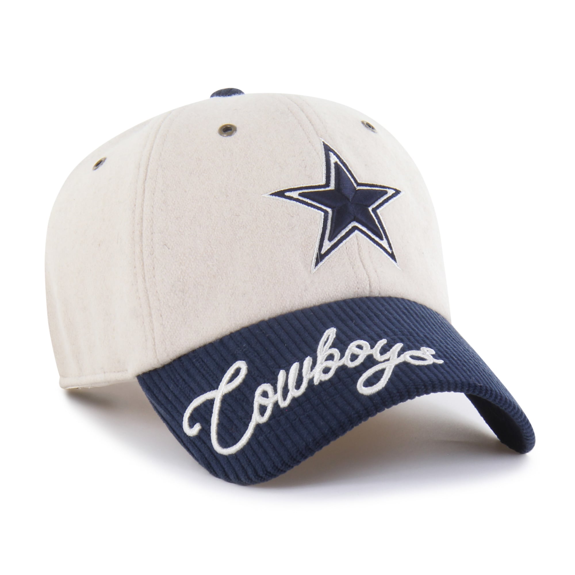 Women's '47 Natural/Navy Dallas Cowboys Rope Script Clean Up Adjustable Hat