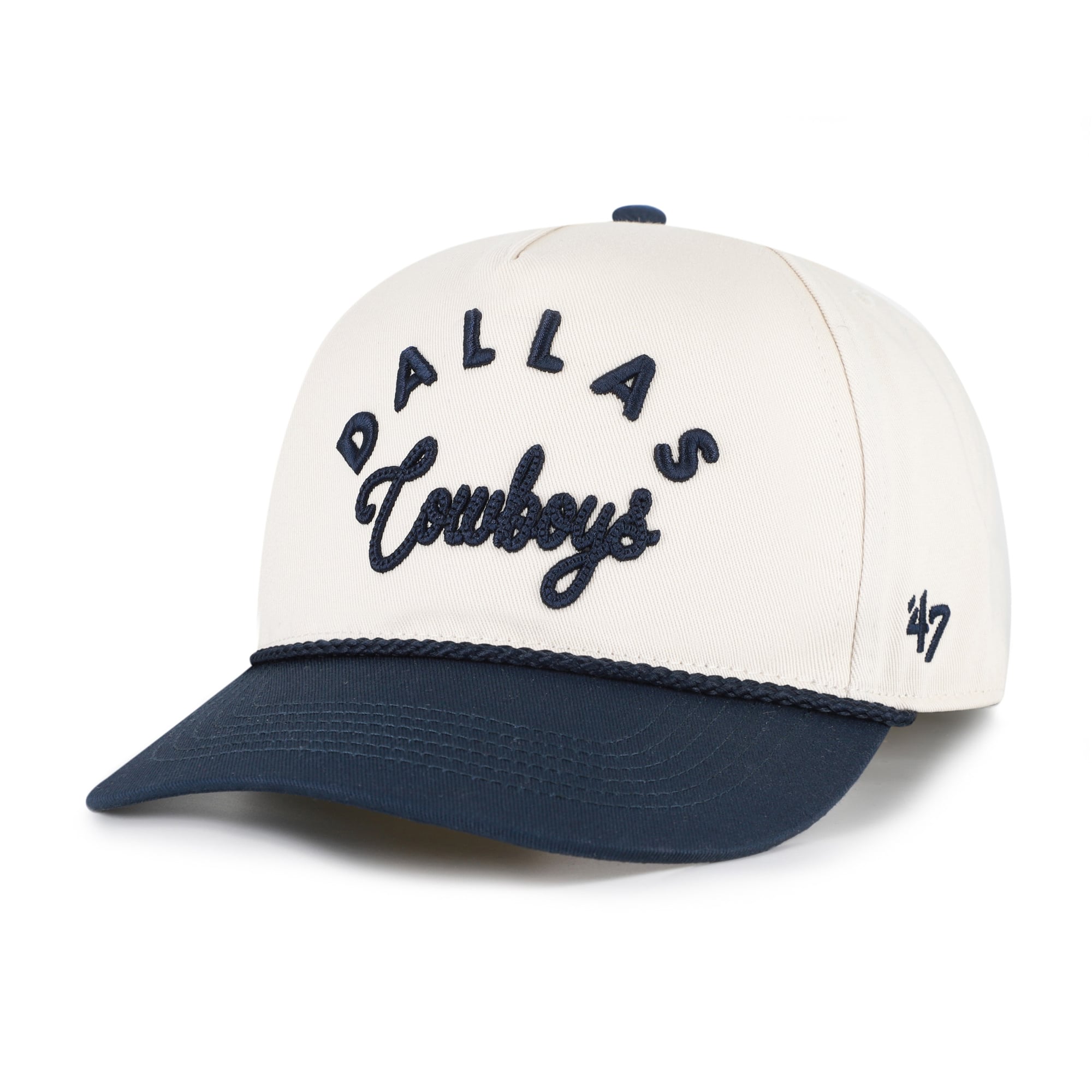 Women's '47 Natural/Navy Dallas Cowboys Rope Script Hitch Adjustable Hat