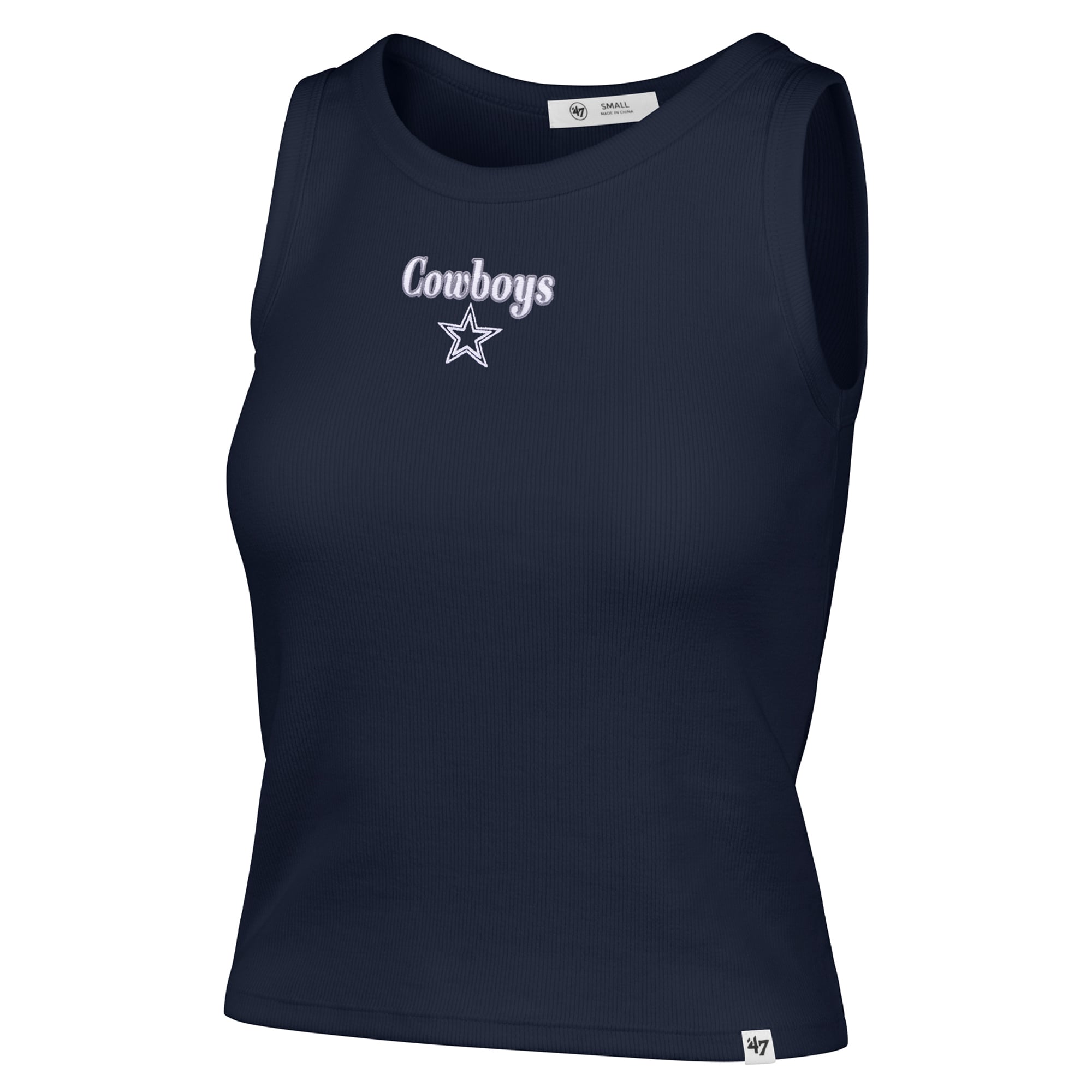 Débardeur court côtelé à coupe droite Dallas Cowboys bleu marine pour femme, modèle 47