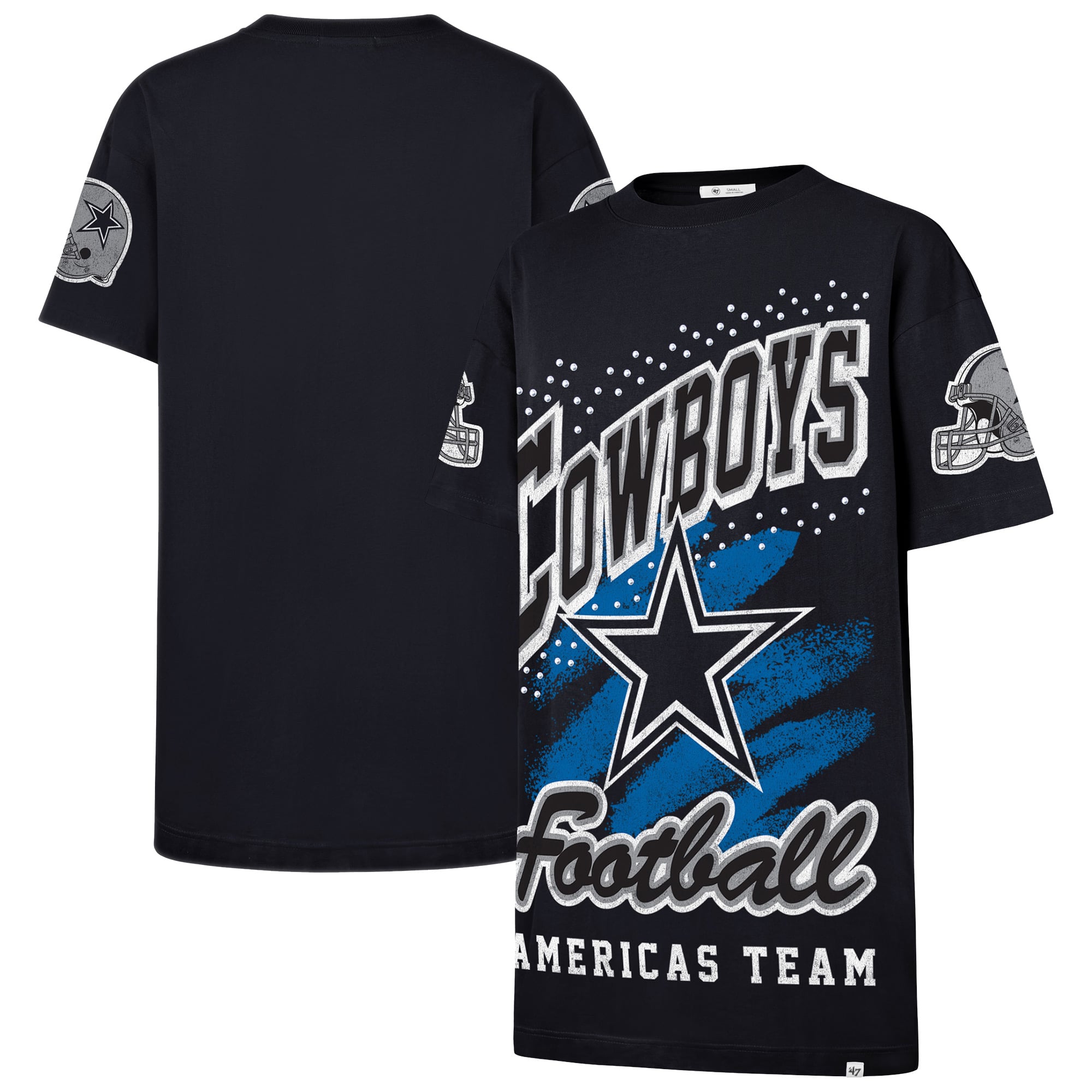 Women's '47  Navy Dallas Cowboys Oversized Gemstone Swash T-Shirt Dress