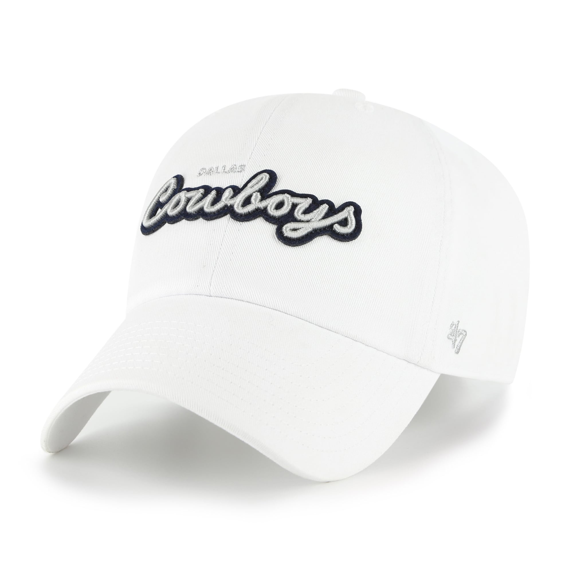 Women's '47  White Dallas Cowboys Trendy Script Clean Up Adjustable Hat