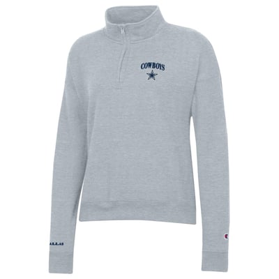  Dallas Cowboys Champion Women's Powerblend Quarter-Zip Sweatshirt - Heather Gray