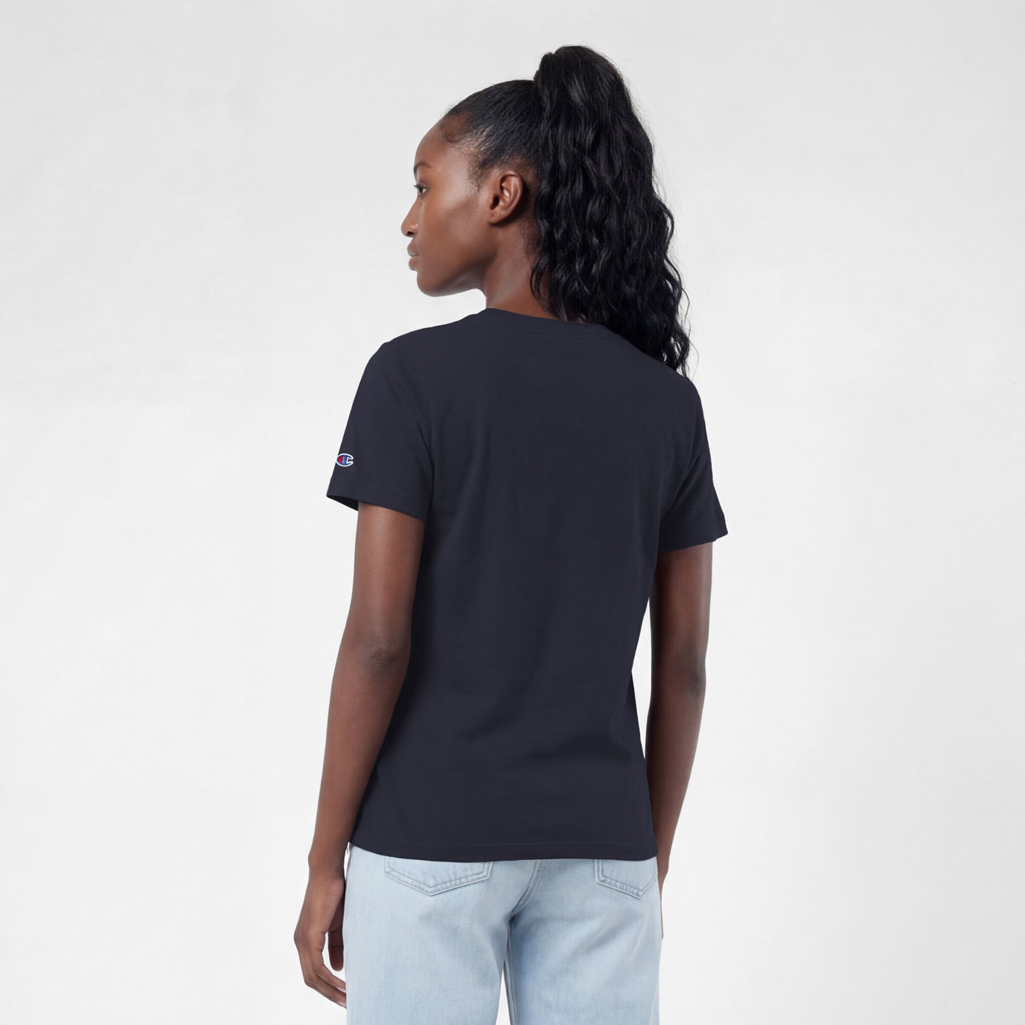Women's Champion Navy Dallas Cowboys Arched Over Logo T-Shirt