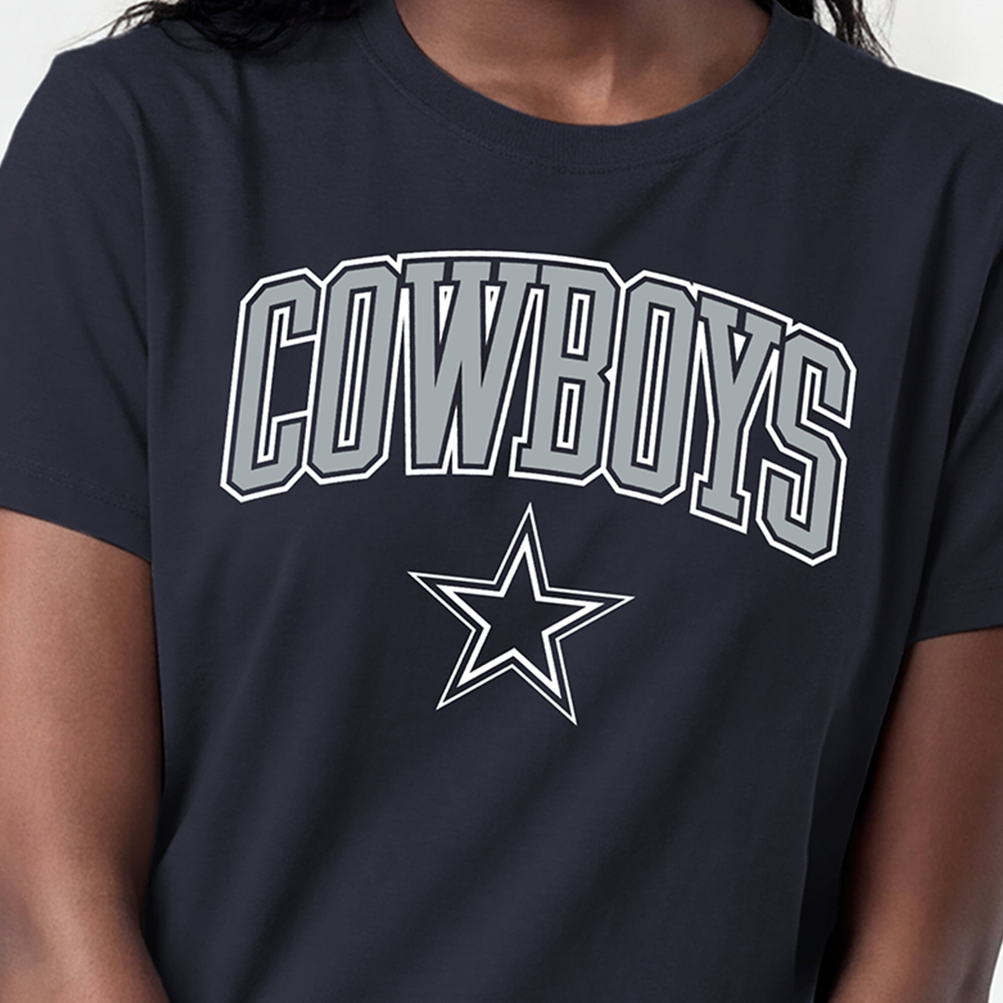Women's Champion Navy Dallas Cowboys Arched Over Logo T-Shirt