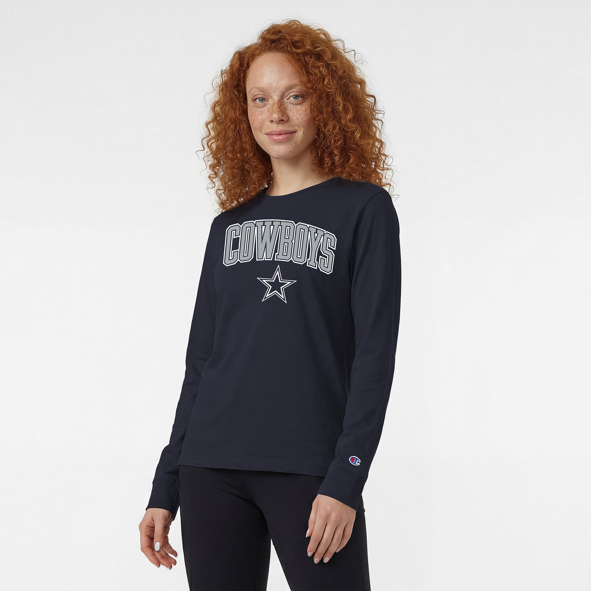 Women's Champion Navy Dallas Cowboys Core Logo Long Sleeve T-Shirt