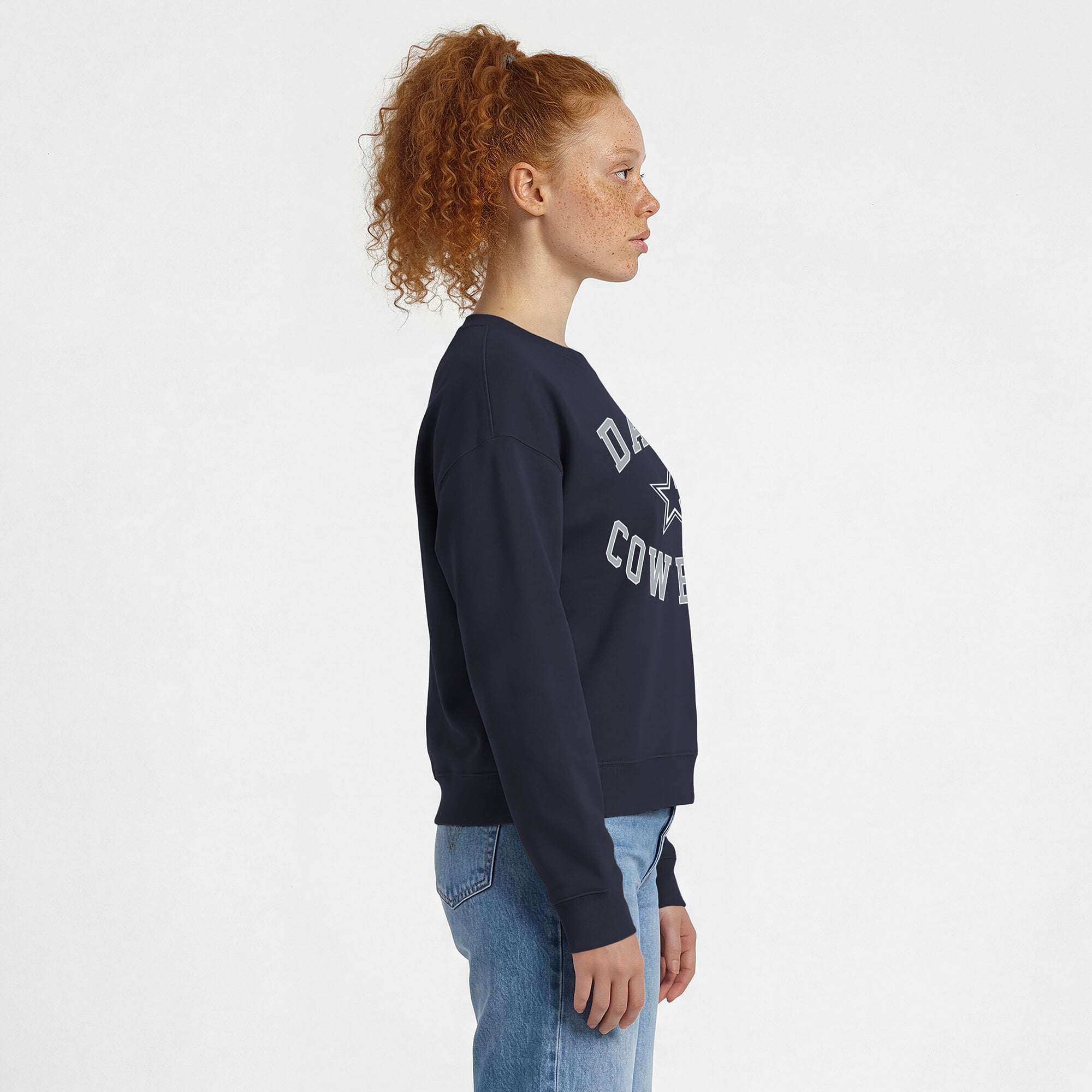 Women's Champion Navy Dallas Cowboys Heart & Soul Powerblend Sweatshirt
