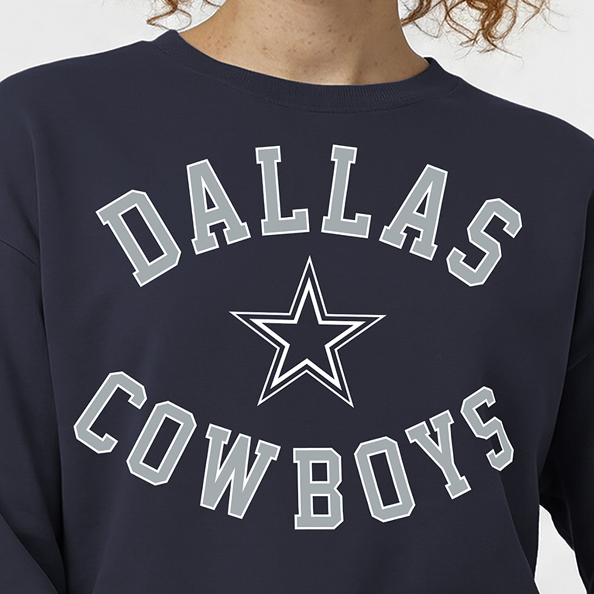 Women's Champion Navy Dallas Cowboys Heart & Soul Powerblend Sweatshirt