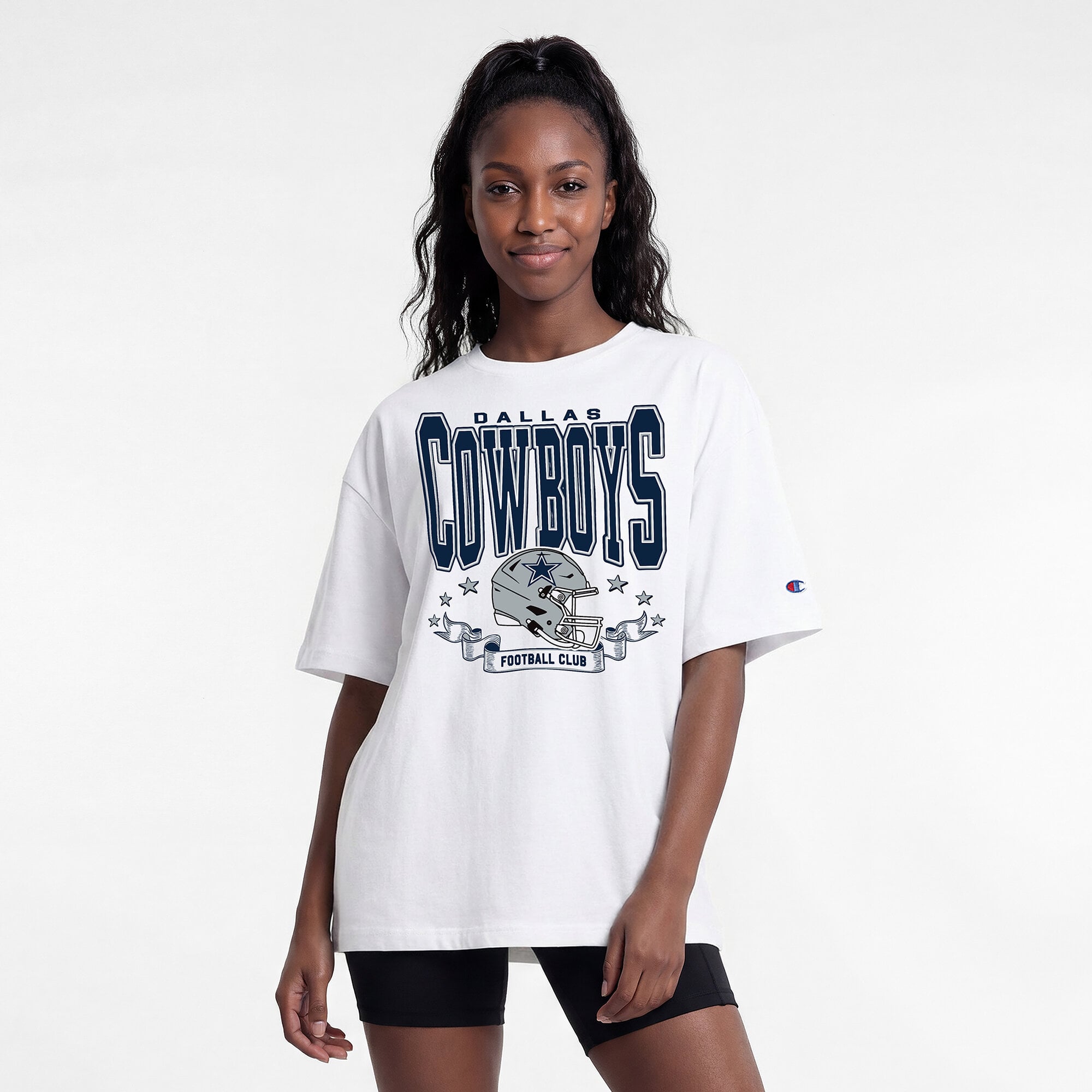 T-shirt oversize blanc Champion Dallas Cowboys pour femmes